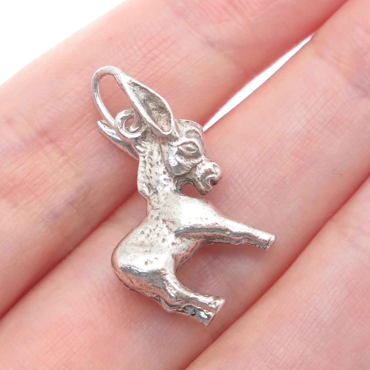 925 Sterling Silver Vintage Donkey Minimalist 3D Charm Pendant