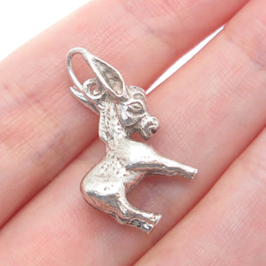 925 Sterling Silver Vintage Donkey Minimalist 3D Charm Pendant