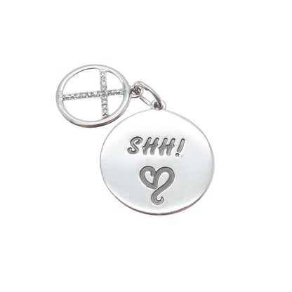 925 Sterling Silver Round-Cut C Z Shh! Faith Cross Minimalist Charm Pendant