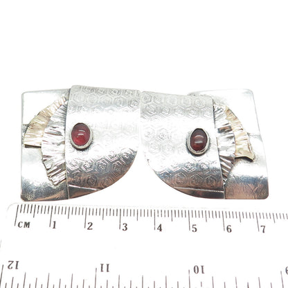 925 Sterling Silver & 14K Gold Vintage Real Tourmaline Modernist Earrings