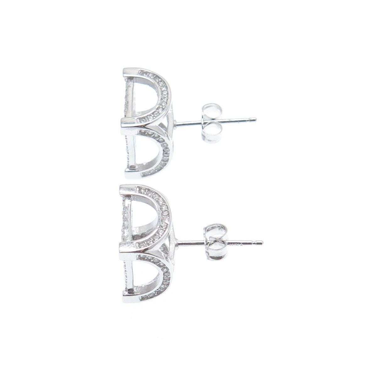 925 Sterling Silver Round-Cut C Z Sparkle Square Stud Earrings
