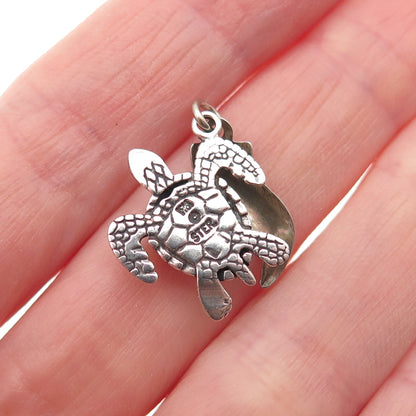 WHEELER MFG 925 Sterling Silver Vintage Turtle Sea World Mini Charm Pendant
