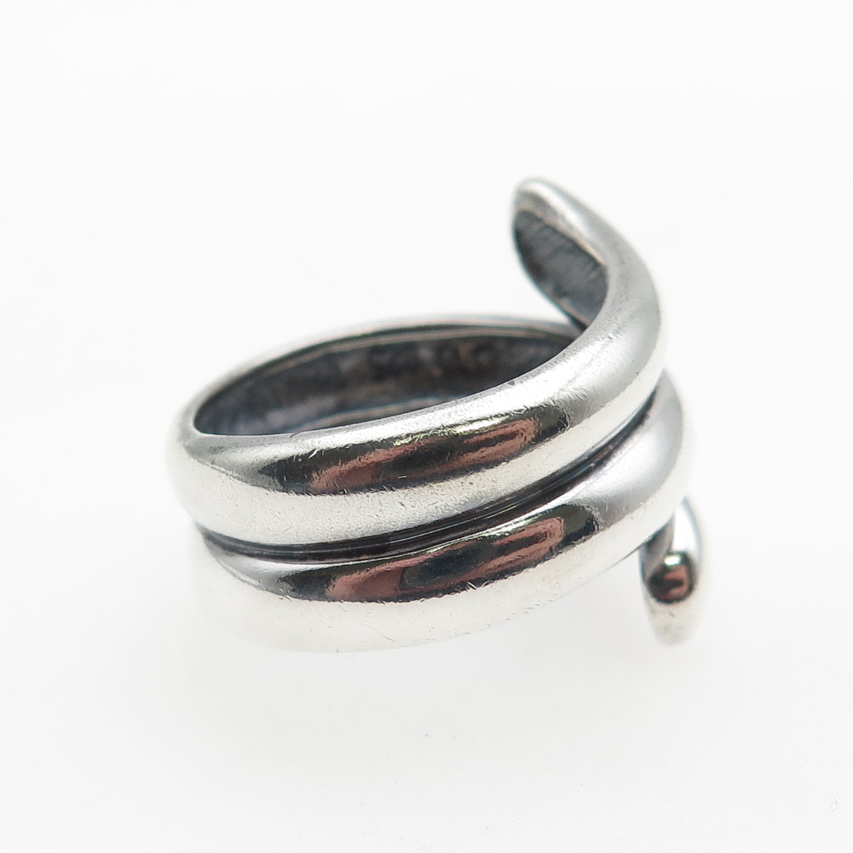 925 Sterling Silver Vintage Modernist Multi-Row Bypass Oxidized Ring Size 9.25