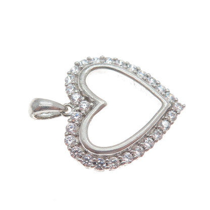 JH YOUNG 925 Sterling Silver Round-Cut C Z Heart Minimalist Charm Pendant