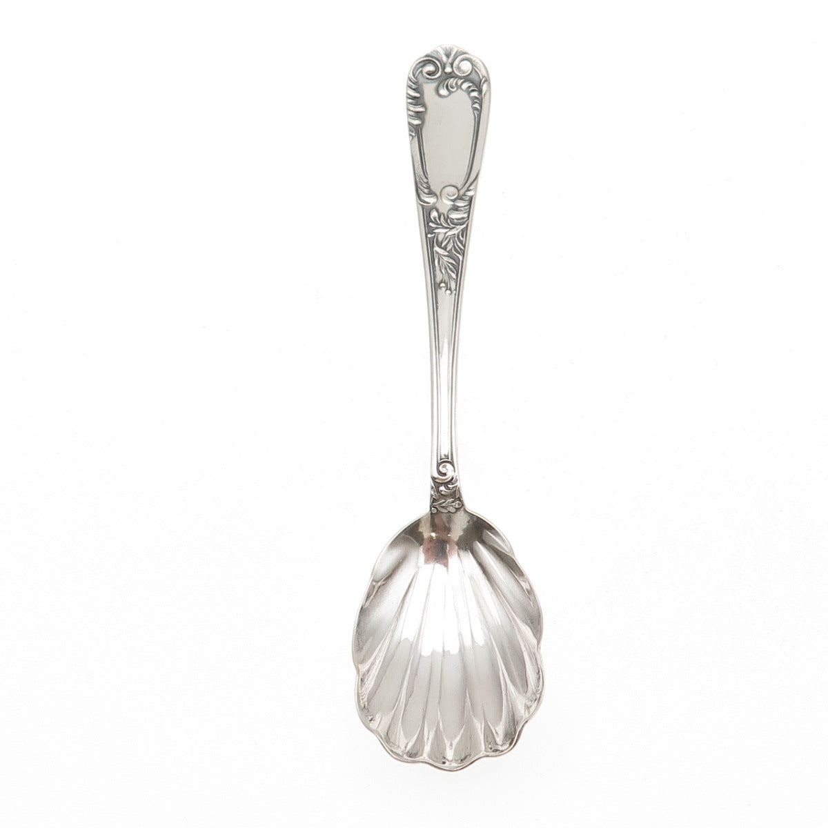 800 Silver Antique Art Deco European Seashell Sugar Sifter Spoon
