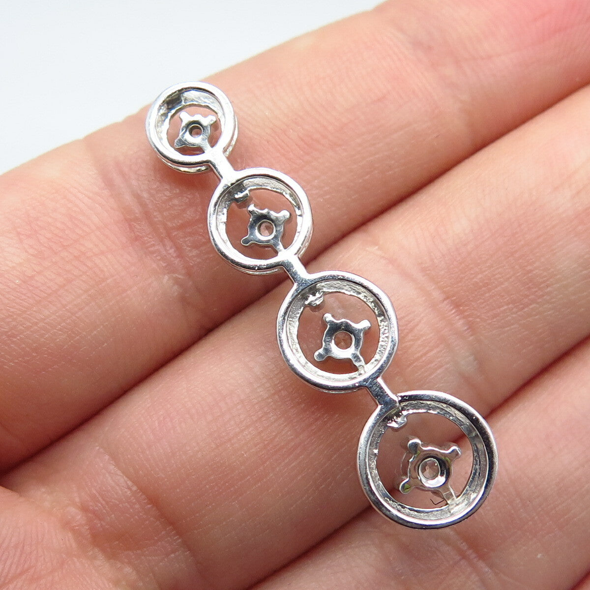 925 Sterling Silver C Z Circle & Bar Slide Pendant