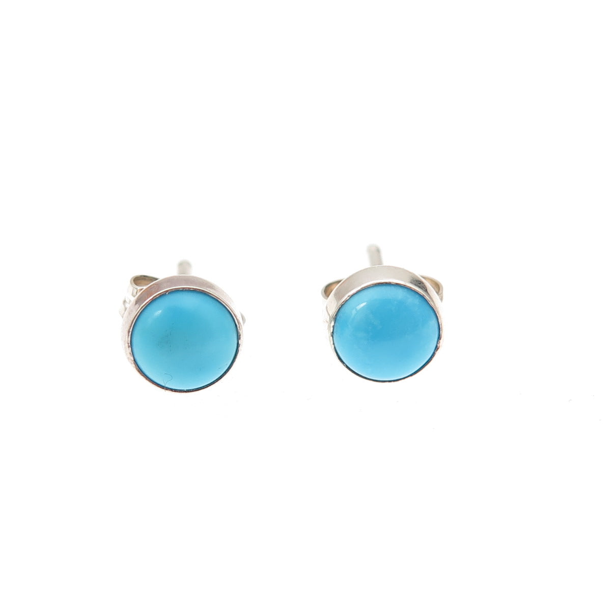 925 Sterling Silver Real Sleeping Beauty Turquoise Stud Earrings