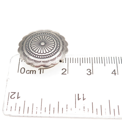 Old Pawn 925 Sterling Silver Vintage Southwestern Concho Oxidized Clip Button