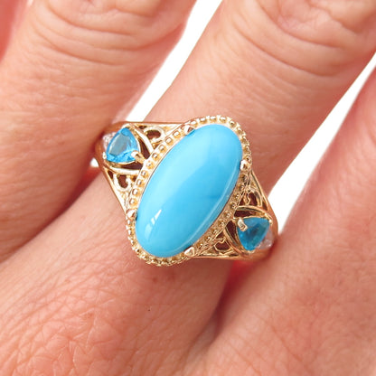 Chuck Clemency Sterling Silver Gold Plated Turquoise Apatite Topaz Ring Size 8.5