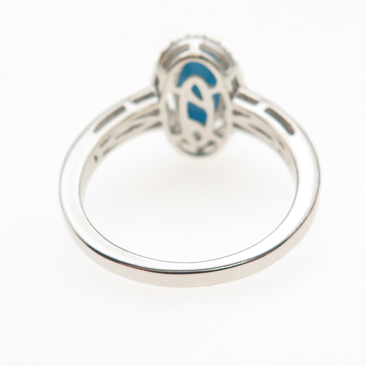 Chuck Clemency 925 Sterling Silver Real Turquoise & White Topaz Ring Size 8