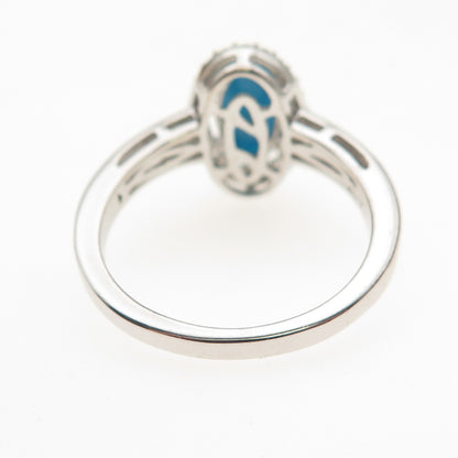 Chuck Clemency 925 Sterling Silver Real Turquoise & White Topaz Ring Size 8