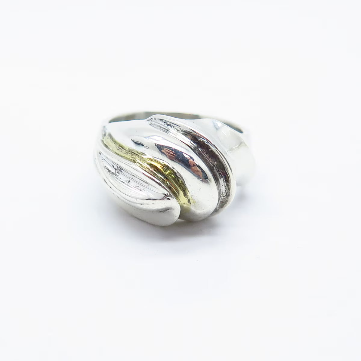 925 Sterling Silver Vintage Pejois Beverly Hills Ribbed Ring Size 8.25