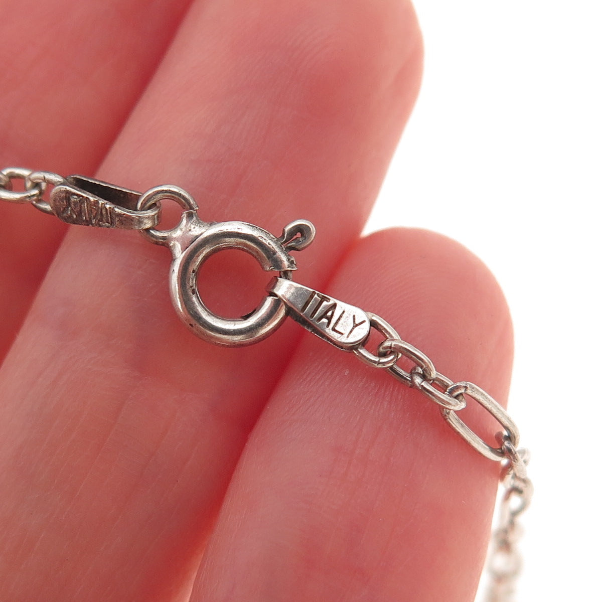 925 Sterling Silver Vintage Italy Paperclip Figaro Chain Necklace 20"