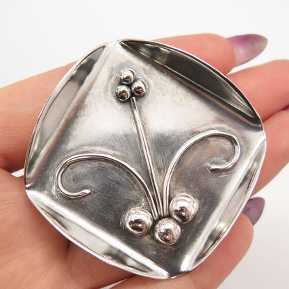 925 Sterling Silver Vintage Beaded Floral Pin Brooch