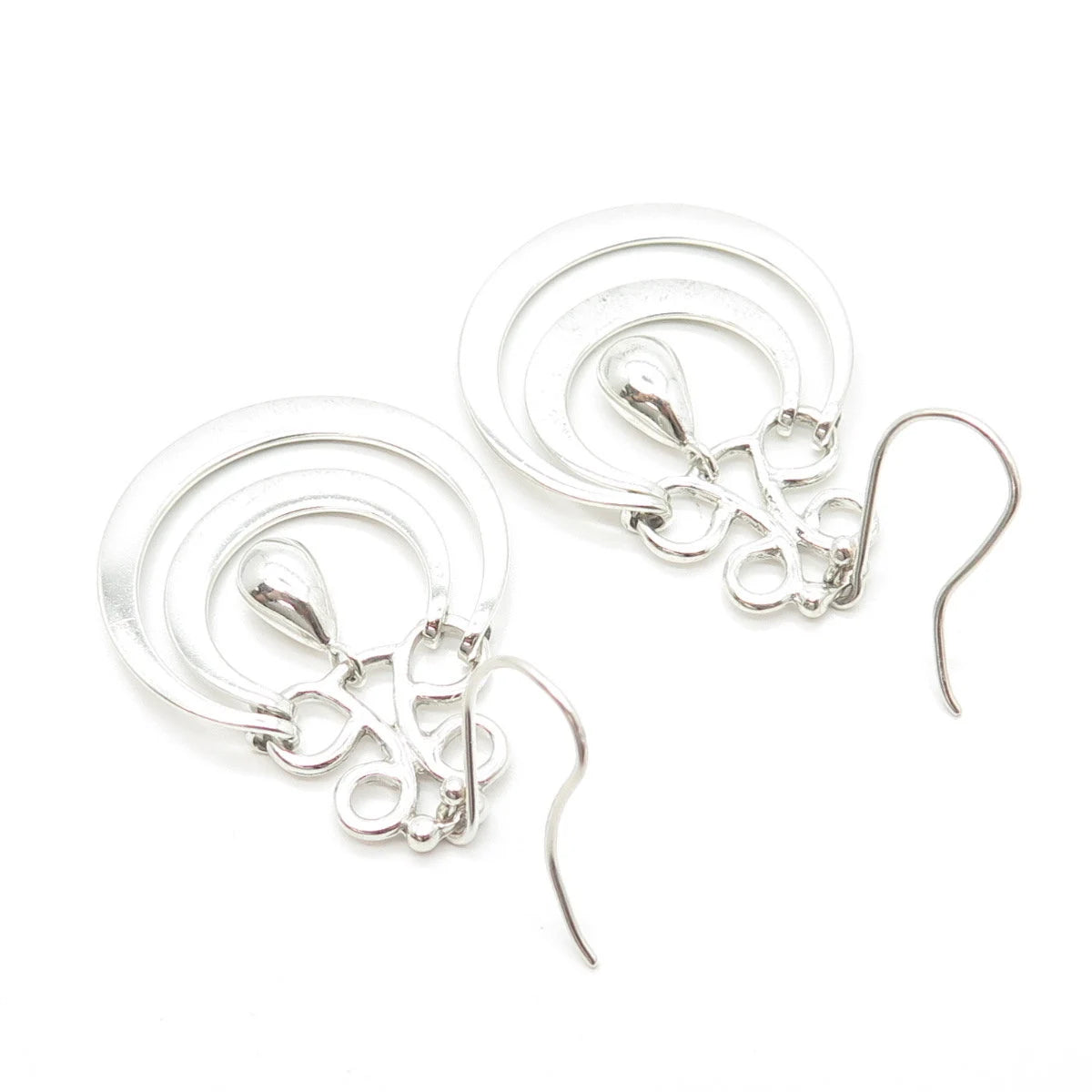 925 Sterling Silver Vintage Mexico ATI Dangling Hook Earrings