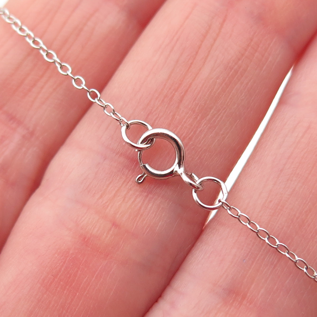 925 Sterling Silver Round-Cut Pink C Z Cable Chain Necklace 16-18"