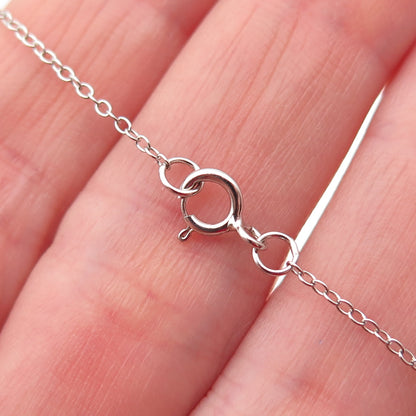 925 Sterling Silver Round-Cut Pink C Z Cable Chain Necklace 16-18"
