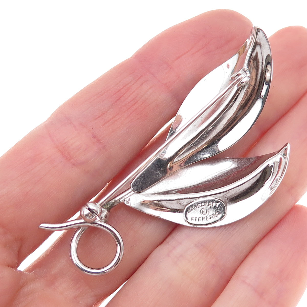Danecraft 925 Sterling Silver Vintage Floral Leaf Pin Brooch