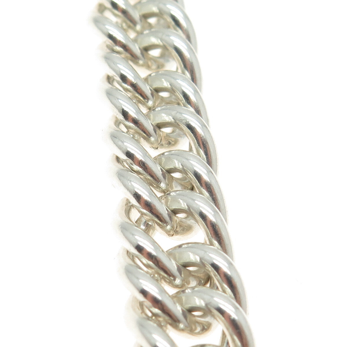 925 Sterling Silver Vintage Curb Link Heavy Bracelet 7.5"