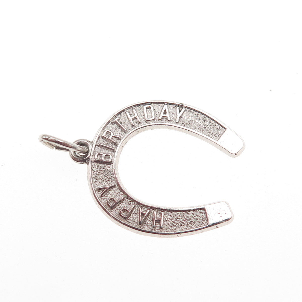 925 Sterling Silver Vintage Happy Birthday Horseshoe Good Luck Mini Pendant