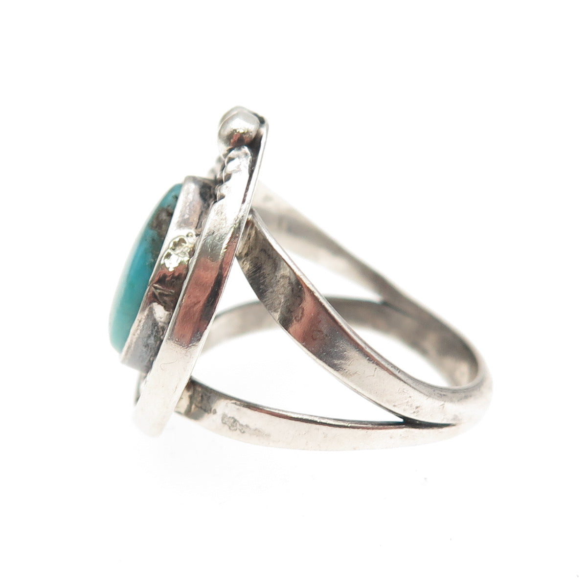 Old Pawn Sterling Silver Vintage Southwestern Turquoise Tribal Ring Size 5.75
