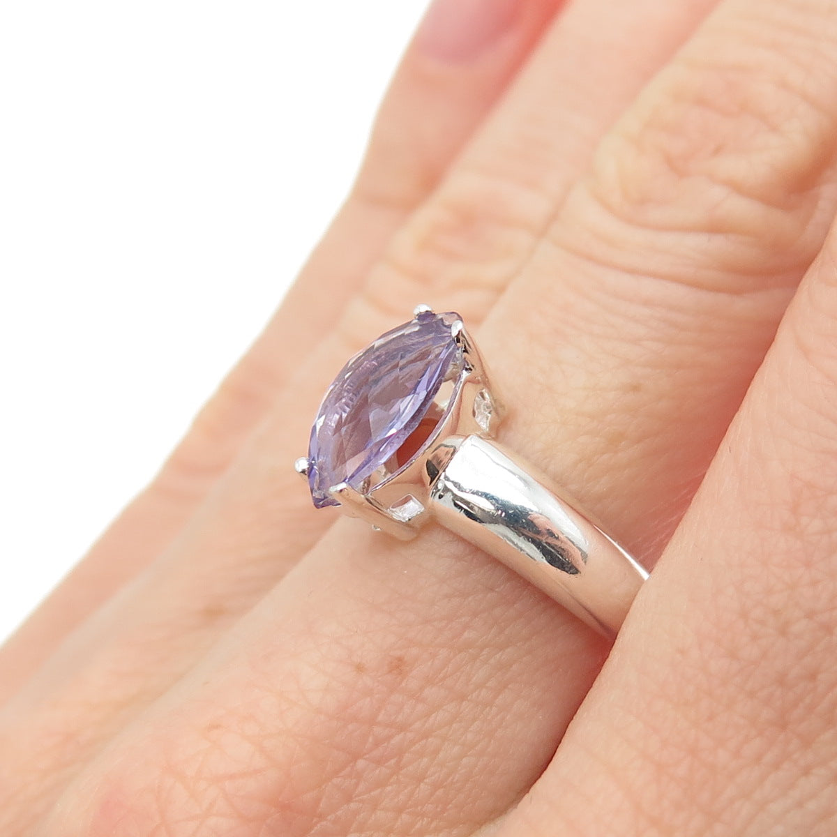 CLYDE DUNEIER CID 925 Sterling Silver Vintage Real Amethyst Ring Size 6.75