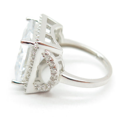 925 Sterling Silver Princess & Round-Cut C Z Ring Size 5