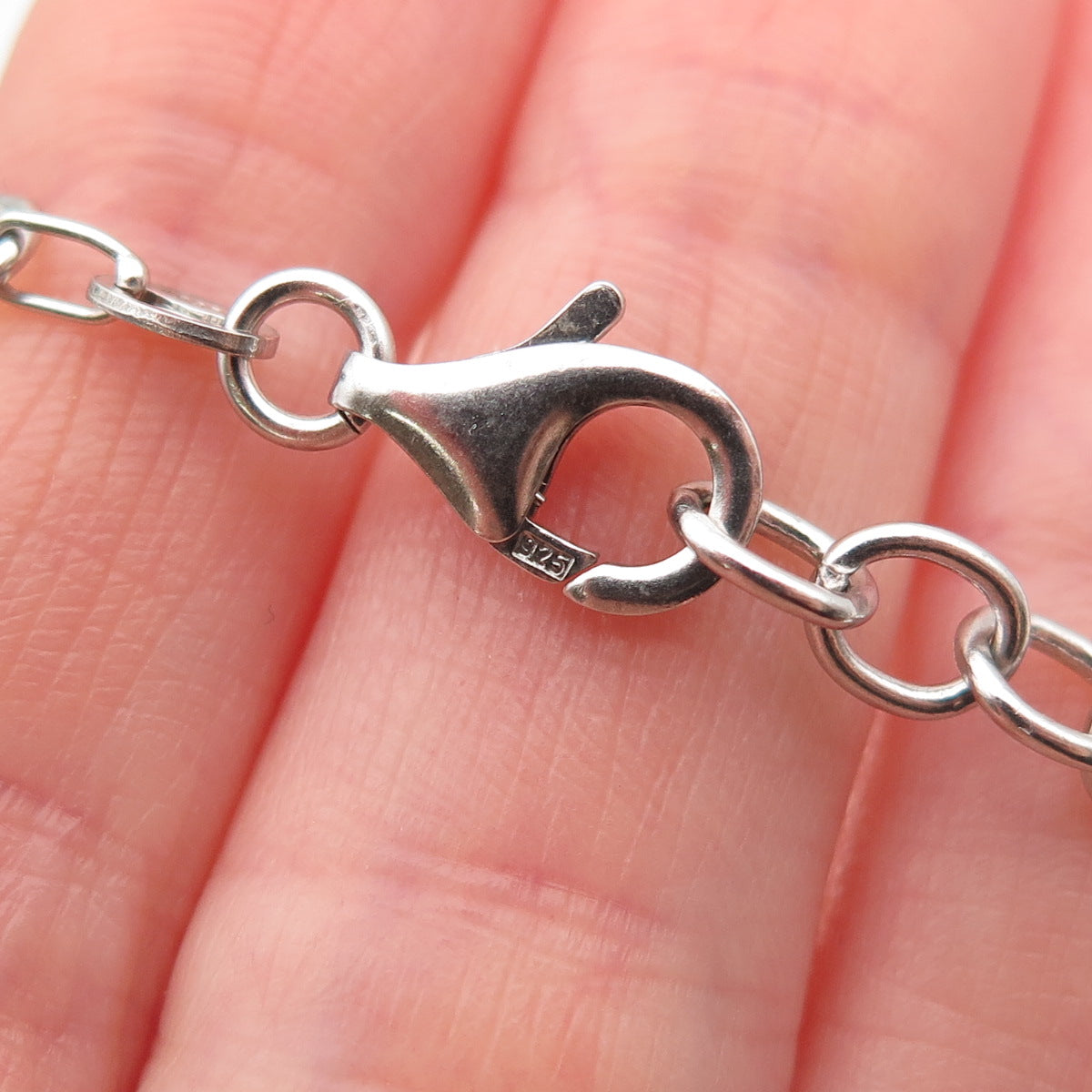 925 Sterling Silver Enamel Hearts & Clubs Key Dangle Charm Bracelet 7"