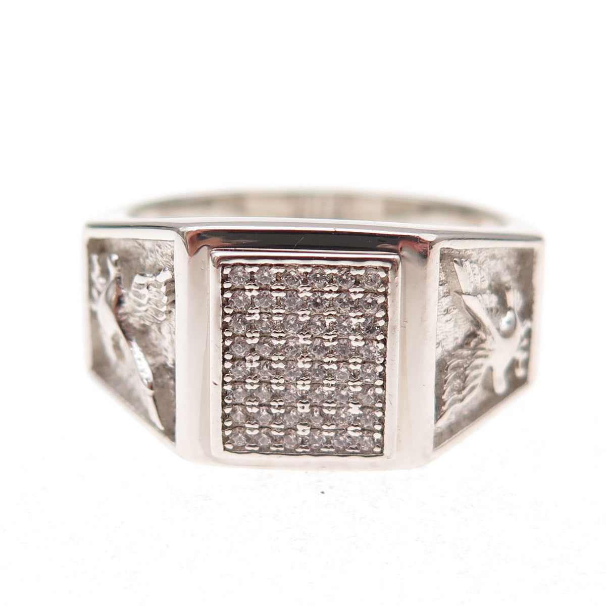 925 Sterling Silver Round-Cut C Z Eagle Ring Size 11