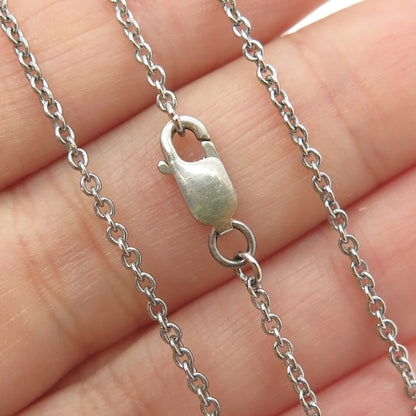 925 Sterling Silver Pave C Z Rolo Chain Necklace 16"
