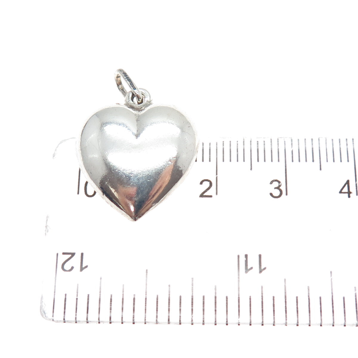 925 Sterling Silver Vintage Italy Heart Chatelaine Minimalist Charm Pendant