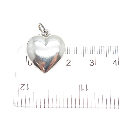 925 Sterling Silver Vintage Italy Heart Chatelaine Minimalist Charm Pendant