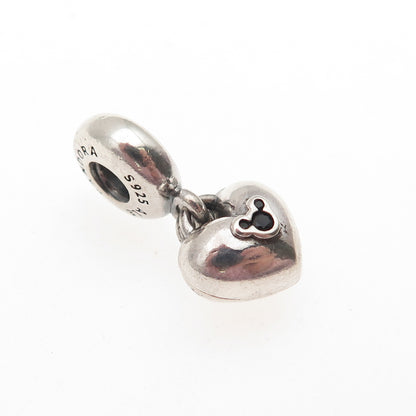 PANDORA & DISNEY 925 Sterling Enamel C Z Mickey Minnie Mouse Heart Dangle Charm