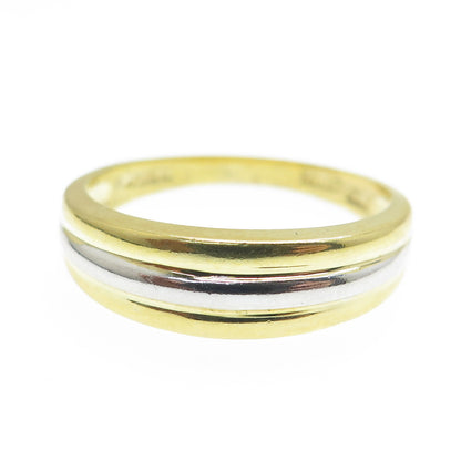 SMK 925 Sterling Silver 2-Tone Striped Ring Size 7.25