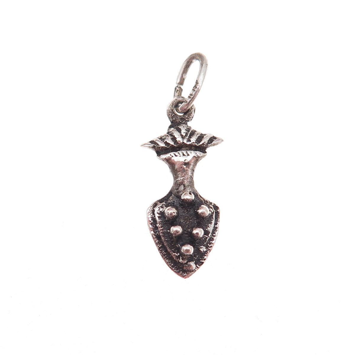800 Silver Antique Art Deco Fleur de Lis Arrow Oxidized Charm Pendant