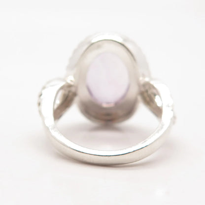 925 Sterling Silver Vintage Real Amethyst Gemstone Ring Size 7.25