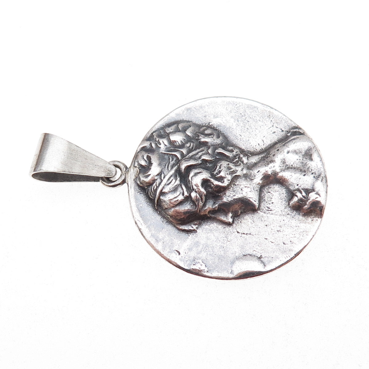 925 Sterling Silver Vintage Lady Cameo Oxidized Pendant