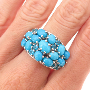 Chuck Clemency 925 Sterling Silver Real Turquoise & Apatite Ring Size 8.25