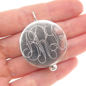 Leonore Doskow 925 Sterling Silver Vintage Engraved BRL Monogram Pill Box