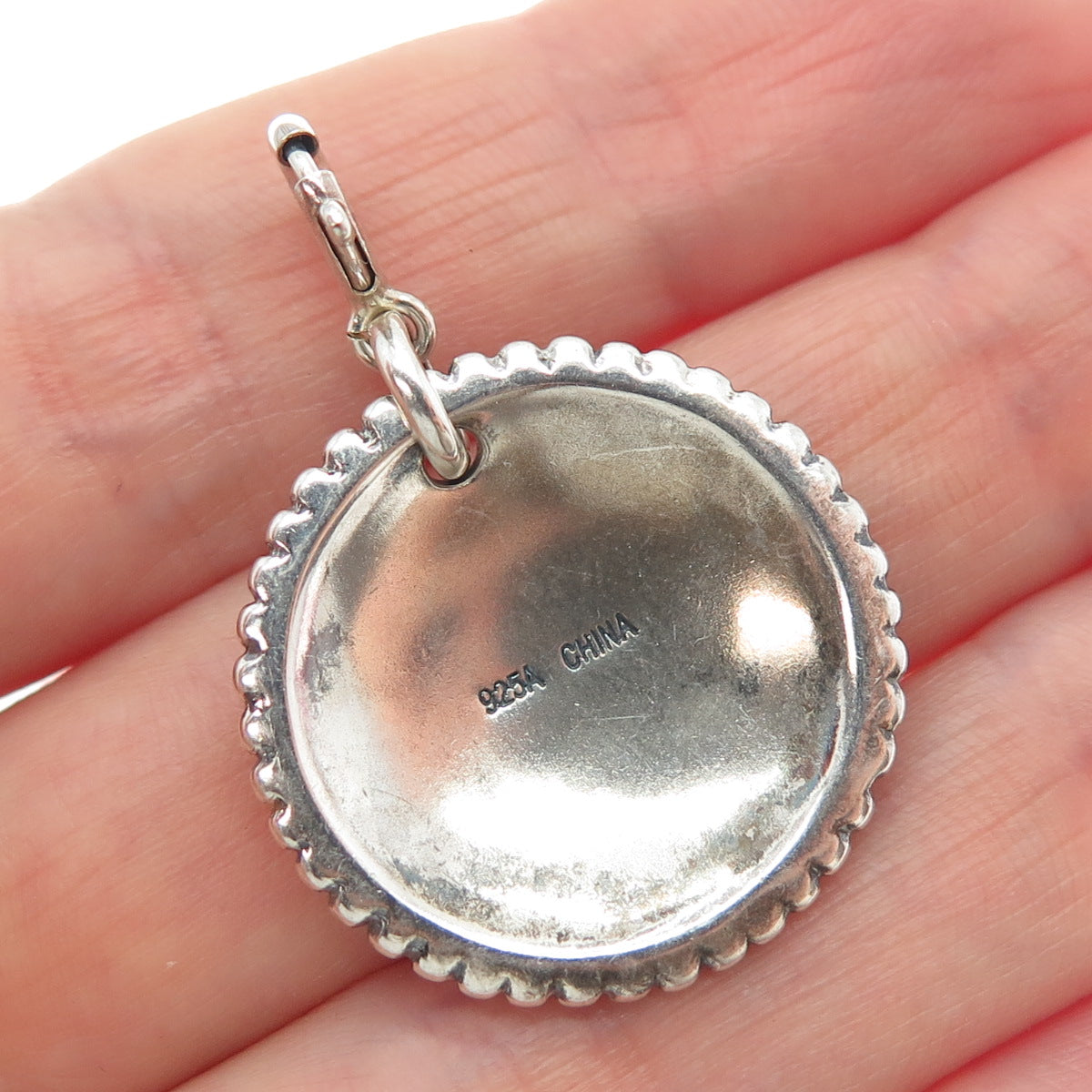 925 Sterling Silver Vintage Galatians 5:22 Oxidized Spring Ring Lock Pendant