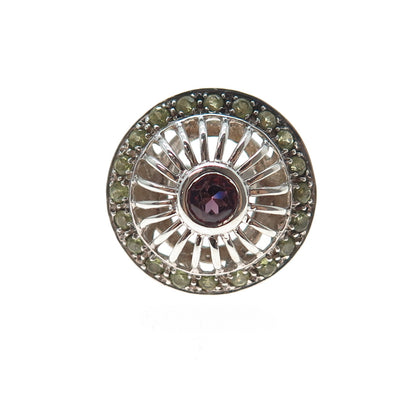 SAJEN 925 Sterling Silver Vintage Real Tourmaline & Peridot Ring Size 7.25