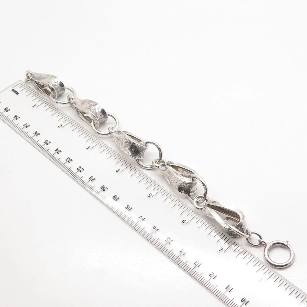 925 Sterling Silver Vintage Napier Heavy Fancy Link Bracelet 7.5"