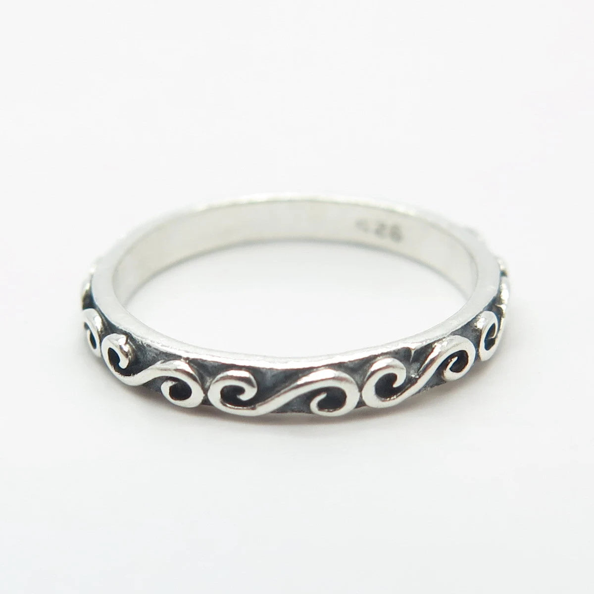 925 Sterling Silver Vintage Swirl Band Ring Size 5.25