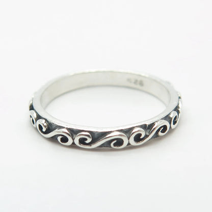925 Sterling Silver Vintage Swirl Band Ring Size 5.25
