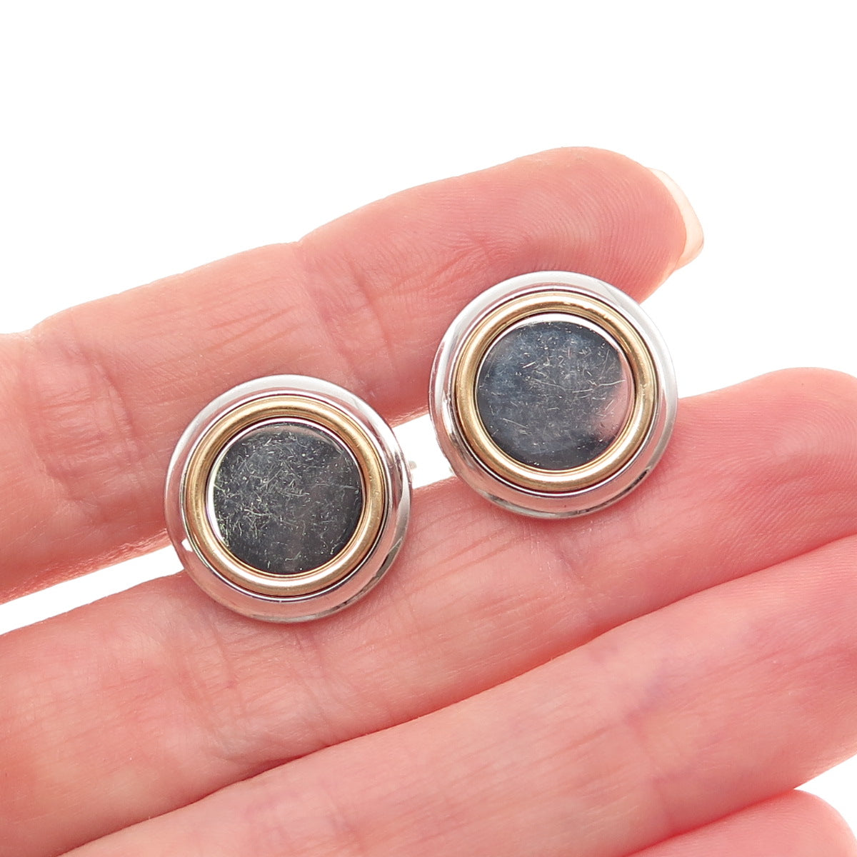 Dunhill 925 Sterling Silver 2-Tone Vintage Round Cufflinks