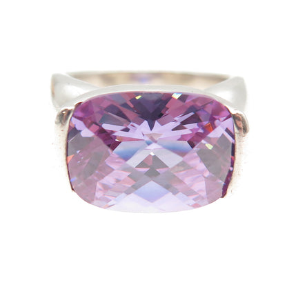 925 Sterling Silver Vintage Lavender C Z Modernist Ring Size 9.25