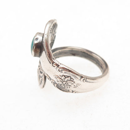 Towle Sterling Silver Vintage Real Turquoise Old Master Adjustable Ring Size 7.5