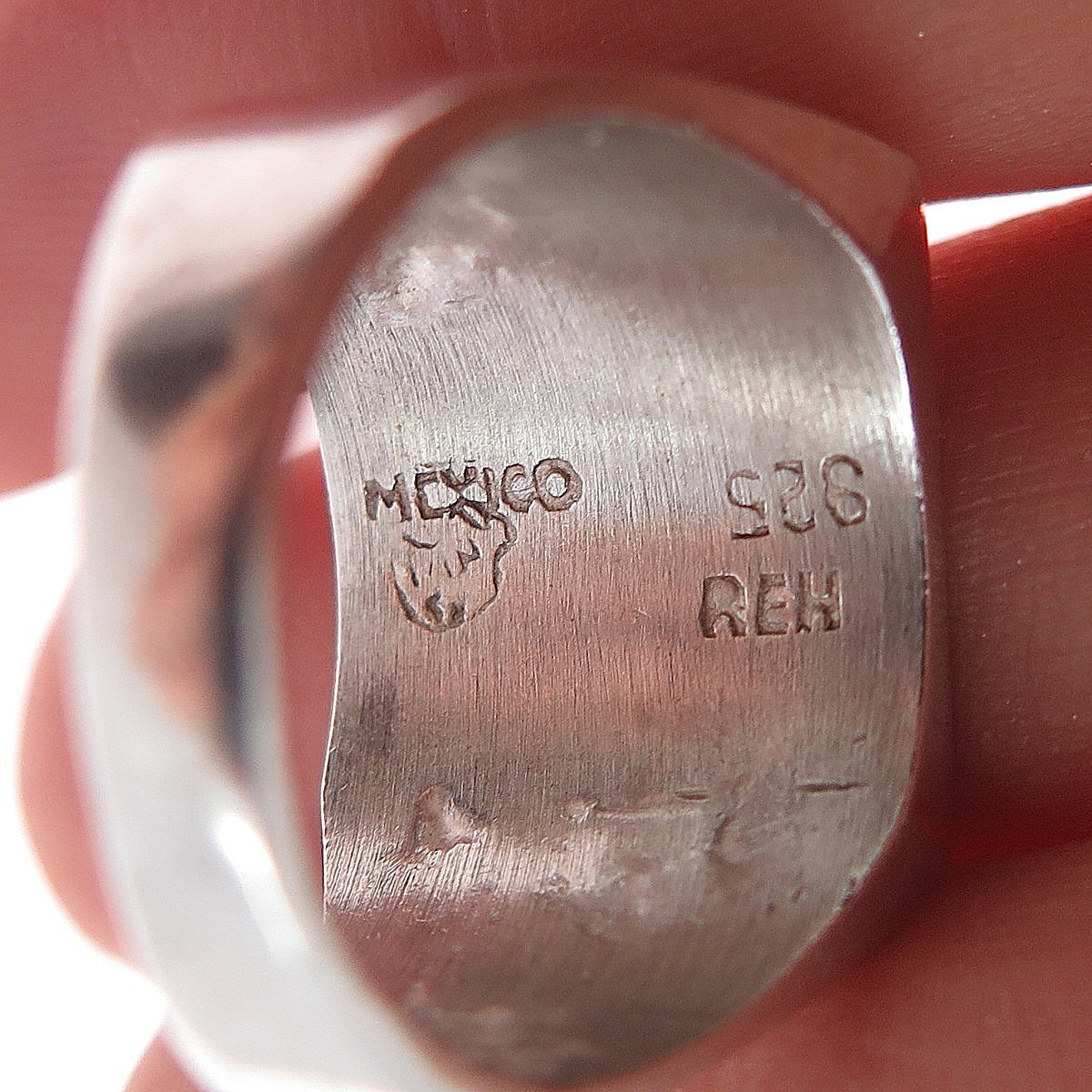 925 Sterling Silver Vintage Mexico Mayan Symbol Oxidized Signet Ring Size 7.25