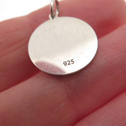 925 Sterling Silver Blue Enamel Skull & Bone Round Tag Mini Charm Pendant