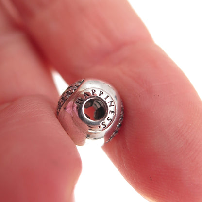 Pandora 925 Sterling Silver C Z Essence Happiness Slide Bead Charm